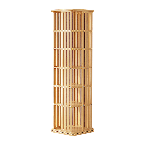 360 Rotating Bookshelf Bamboo Storage Display Rack Shelving in Wood