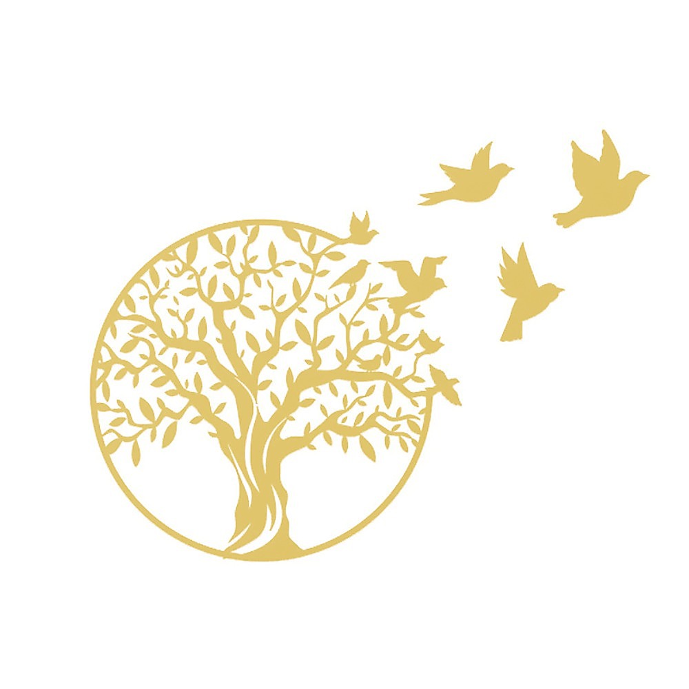 Garden Ornaments: Metal Tree of Life Wall Art 7 Flying Birds Wall Sculpture