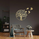 Garden Ornaments: Metal Tree of Life Wall Art 7 Flying Birds Wall Sculpture