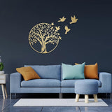 Garden Ornaments: Metal Tree of Life Wall Art 7 Flying Birds Wall Sculpture