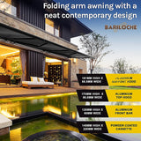 Awnings: 5.0m x 3.0m Retractable Folding Arm Awning Heavy Duty Full Cassette Motorised