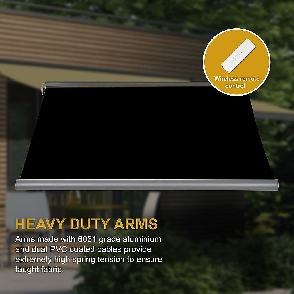 Awnings: 5.0m x 3.0m Retractable Folding Arm Awning Heavy Duty Full Cassette Motorised