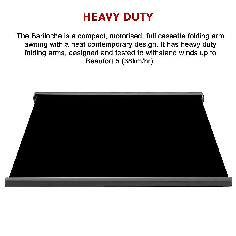 Awnings: 5.0m x 3.0m Retractable Folding Arm Awning Heavy Duty Full Cassette Motorised