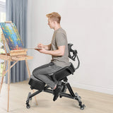 Office & Desk Chairs: Ergonomic Kneeling Posture Chair with Backrest Adjustable Height and Casters