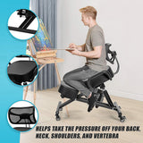 Office & Desk Chairs: Ergonomic Kneeling Posture Chair with Backrest Adjustable Height and Casters