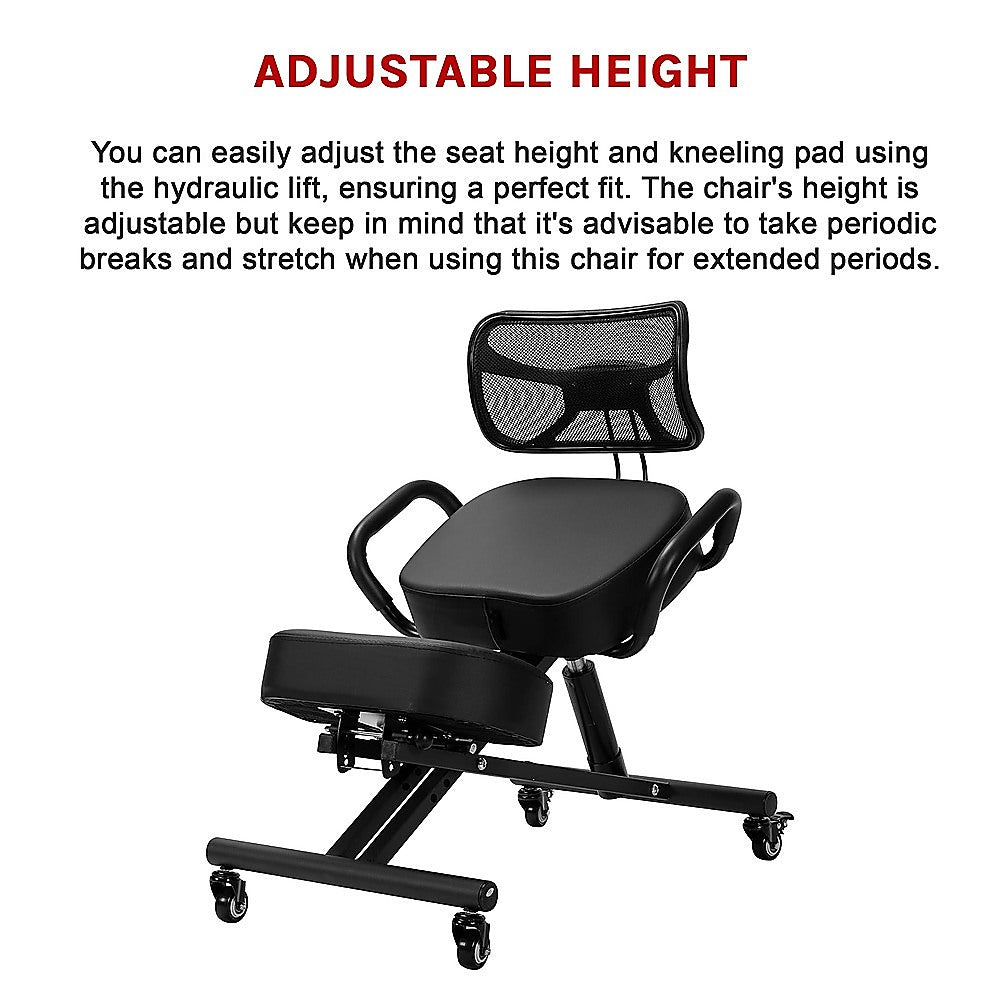 Office & Desk Chairs: Ergonomic Kneeling Posture Chair with Backrest Adjustable Height and Casters