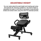 Office & Desk Chairs: Ergonomic Kneeling Posture Chair with Backrest Adjustable Height and Casters