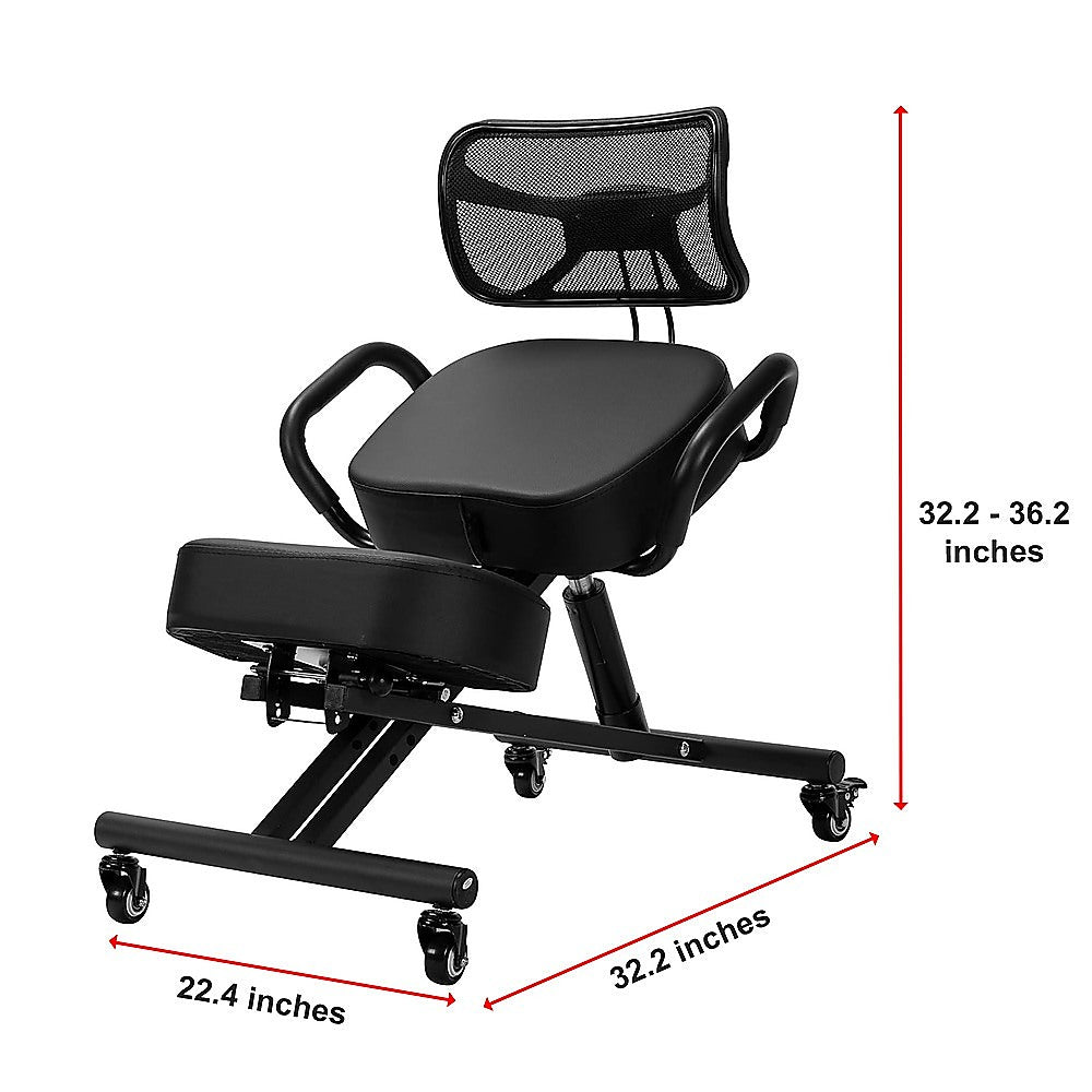 Office & Desk Chairs: Ergonomic Kneeling Posture Chair with Backrest Adjustable Height and Casters