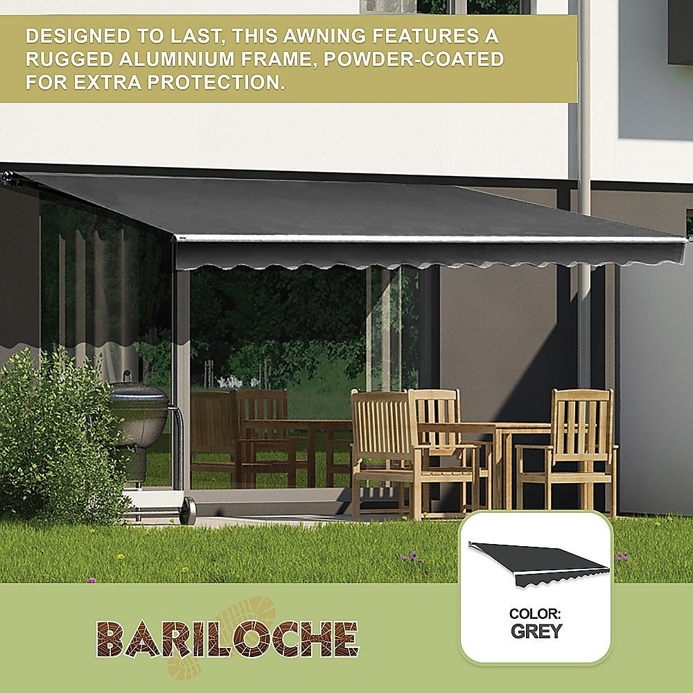 Awnings: Outdoor Folding Arm Awning Retractable Sunshade Canopy Grey 3.0m x 2.5m