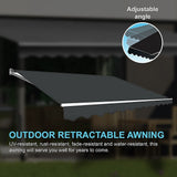 Awnings: Outdoor Folding Arm Awning Retractable Sunshade Canopy Grey 3.0m x 2.5m