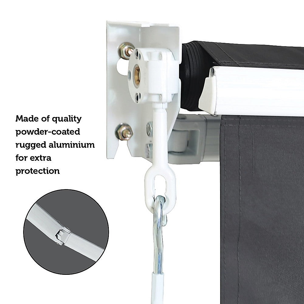 Awnings: Outdoor Folding Arm Awning Retractable Sunshade Canopy Grey 3.0m x 2.5m