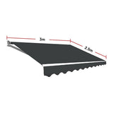Awnings: Outdoor Folding Arm Awning Retractable Sunshade Canopy Grey 3.0m x 2.5m