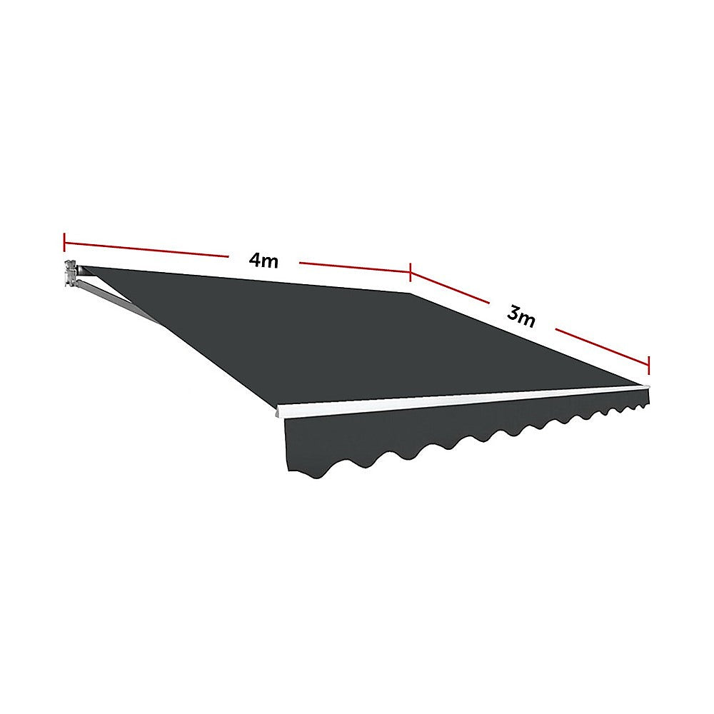 Awnings: Outdoor Folding Arm Awning Retractable Sunshade Canopy Grey 4.0m x 3.0m