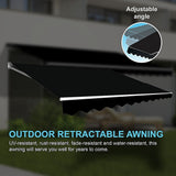 Awnings: Outdoor Folding Arm Awning Retractable Sunshade Canopy Black 4.0m x 3.0m