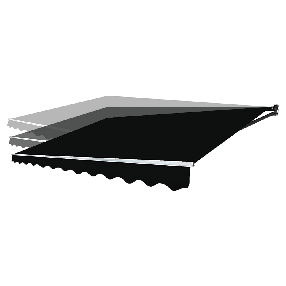 Awnings: Outdoor Folding Arm Awning Retractable Sunshade Canopy Black 4.0m x 3.0m