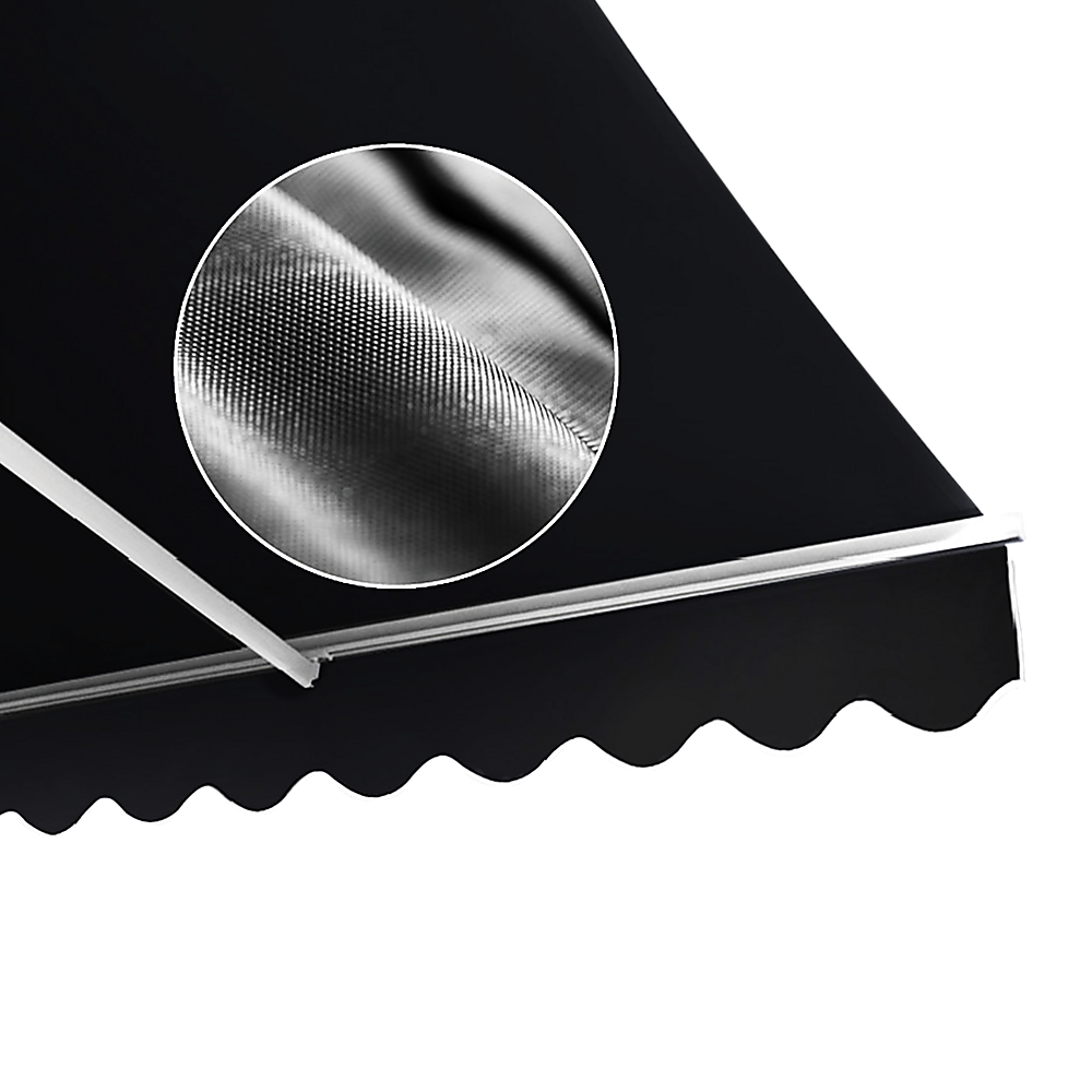 Awnings: Outdoor Folding Arm Awning Retractable Sunshade Canopy Black 4.0m x 3.0m