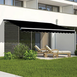 Awnings: Outdoor Folding Arm Awning Retractable Sunshade Canopy Black 4.0m x 3.0m