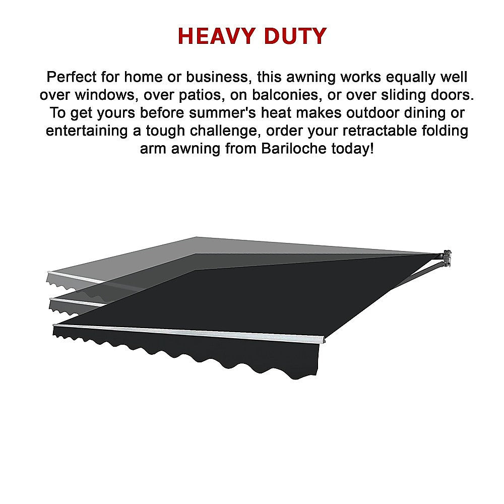 Awnings: Outdoor Folding Arm Awning Retractable Sunshade Canopy Black 4.0m x 3.0m