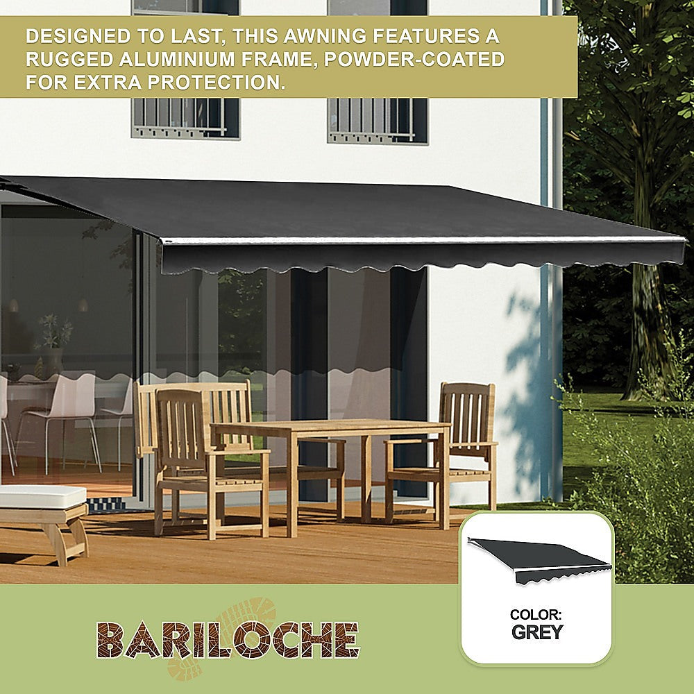 Awnings: Motorised Outdoor Folding Arm Awning Retractable Sunshade Canopy Grey 3.0m x 2.5m