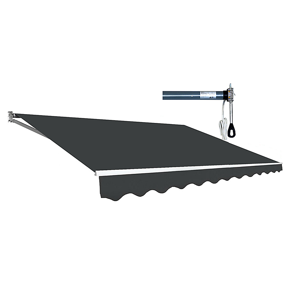 Awnings: Motorised Outdoor Folding Arm Awning Retractable Sunshade Canopy Grey 3.0m x 2.5m