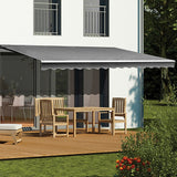 Awnings: Motorised Outdoor Folding Arm Awning Retractable Sunshade Canopy Grey 3.0m x 2.5m