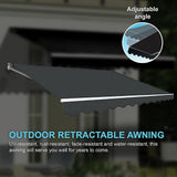 Awnings: Motorised Outdoor Folding Arm Awning Retractable Sunshade Canopy Grey 3.0m x 2.5m