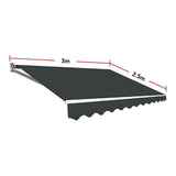 Awnings: Motorised Outdoor Folding Arm Awning Retractable Sunshade Canopy Grey 3.0m x 2.5m