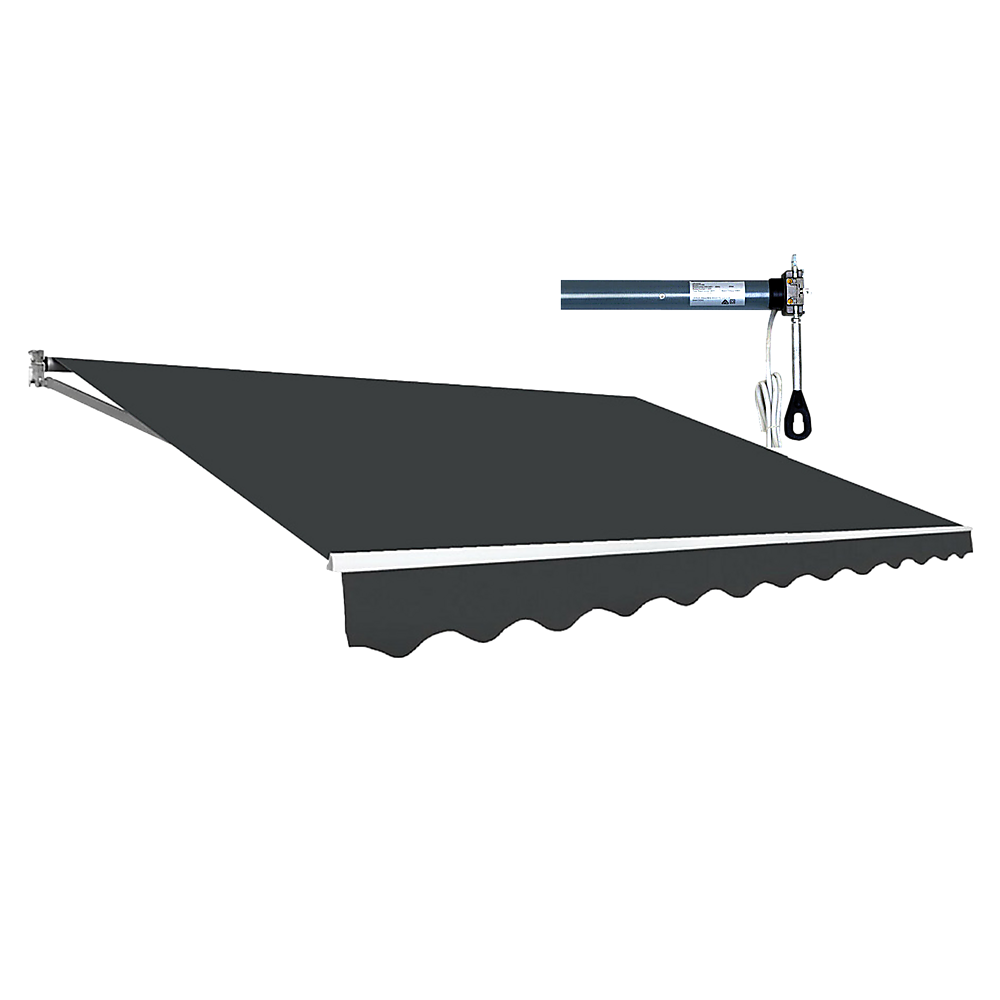 Awnings: Motorised Outdoor Folding Arm Awning Retractable Sunshade Canopy Grey 4.0m x 2.5m