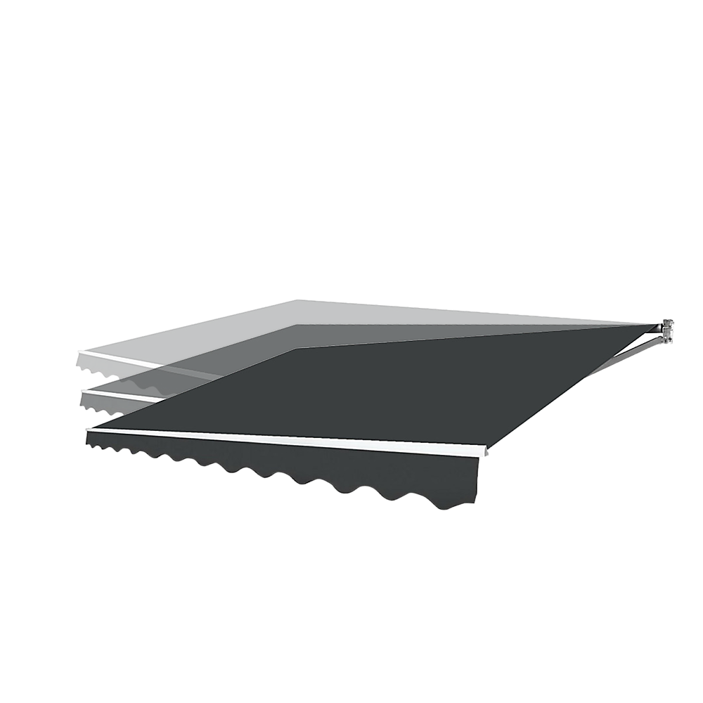 Awnings: Motorised Outdoor Folding Arm Awning Retractable Sunshade Canopy Grey 4.0m x 2.5m