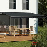 Awnings: Motorised Outdoor Folding Arm Awning Retractable Sunshade Canopy Grey 4.0m x 2.5m