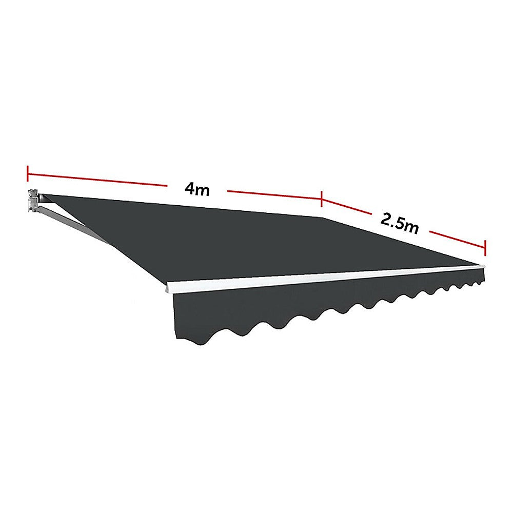 Awnings: Motorised Outdoor Folding Arm Awning Retractable Sunshade Canopy Grey 4.0m x 2.5m