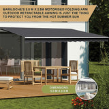 Awnings: Motorised Outdoor Folding Arm Awning Retractable Sunshade Canopy Grey 5.0m x 2.5m