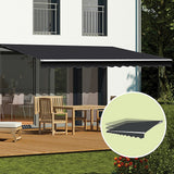 Awnings: Motorised Outdoor Folding Arm Awning Retractable Sunshade Canopy Grey 5.0m x 2.5m
