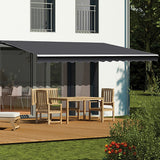 Awnings: Motorised Outdoor Folding Arm Awning Retractable Sunshade Canopy Grey 5.0m x 2.5m