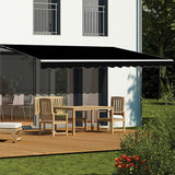 Awnings: Motorised Outdoor Folding Arm Awning Retractable Sunshade Canopy Black 5.0m x 3.0m