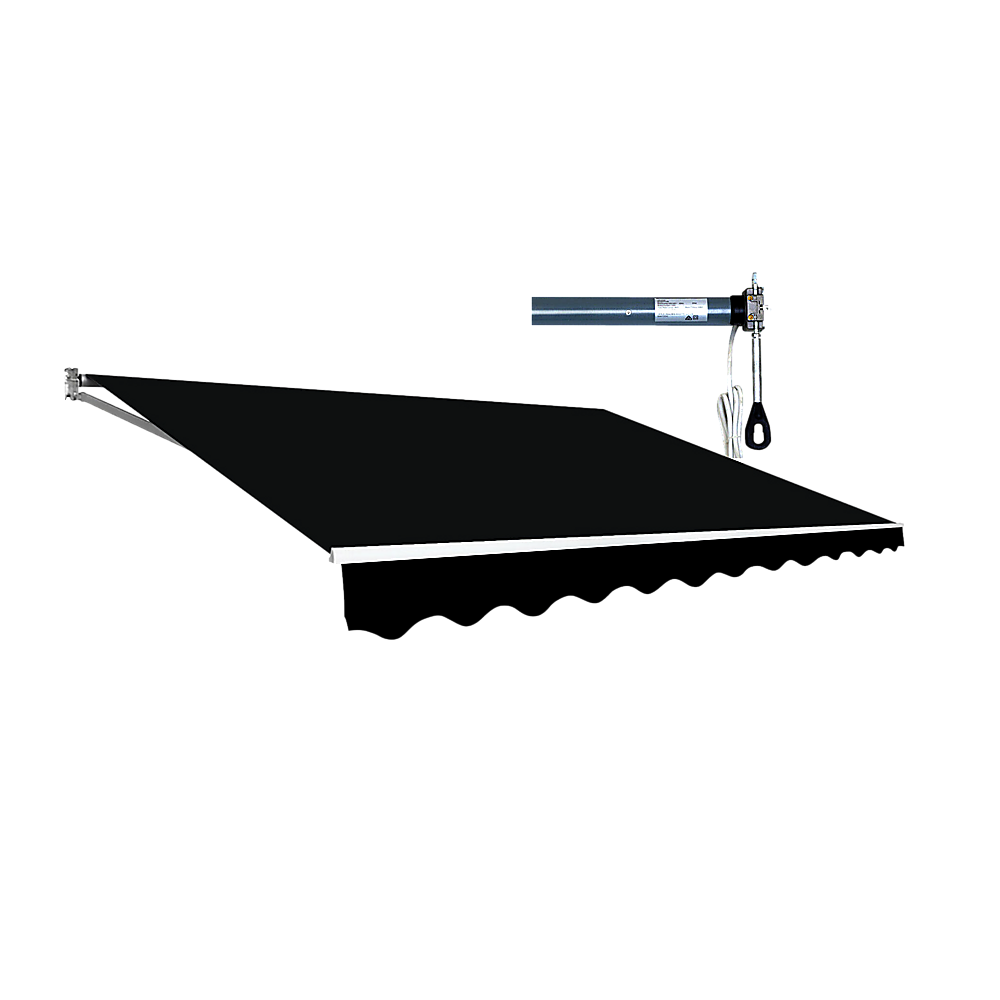 Awnings: Motorised Outdoor Folding Arm Awning Retractable Sunshade Canopy Black 5.0m x 3.0m