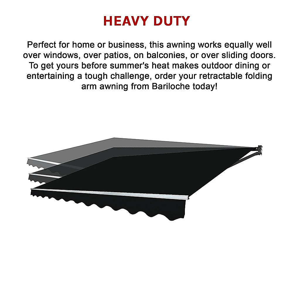 Awnings: Motorised Outdoor Folding Arm Awning Retractable Sunshade Canopy Black 5.0m x 3.0m