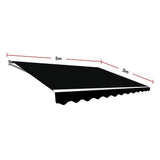 Awnings: Motorised Outdoor Folding Arm Awning Retractable Sunshade Canopy Black 5.0m x 3.0m