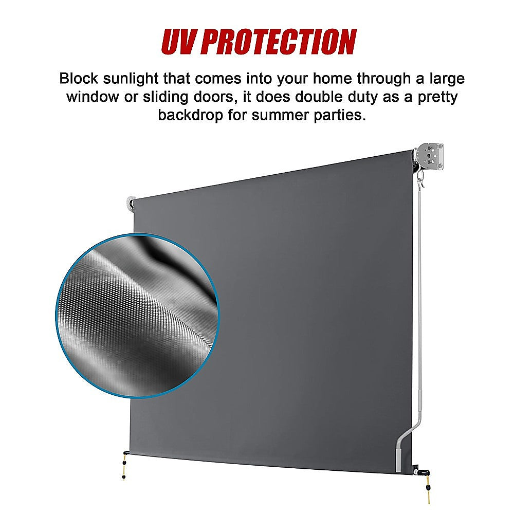 Awnings: Retractable Straight Drop Roll Down Awning Garden Patio Screen 2.1X2.5M