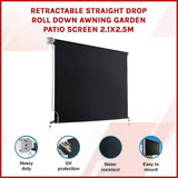 Awnings: Retractable Straight Drop Roll Down Awning Garden Patio Screen 2.1X2.5M