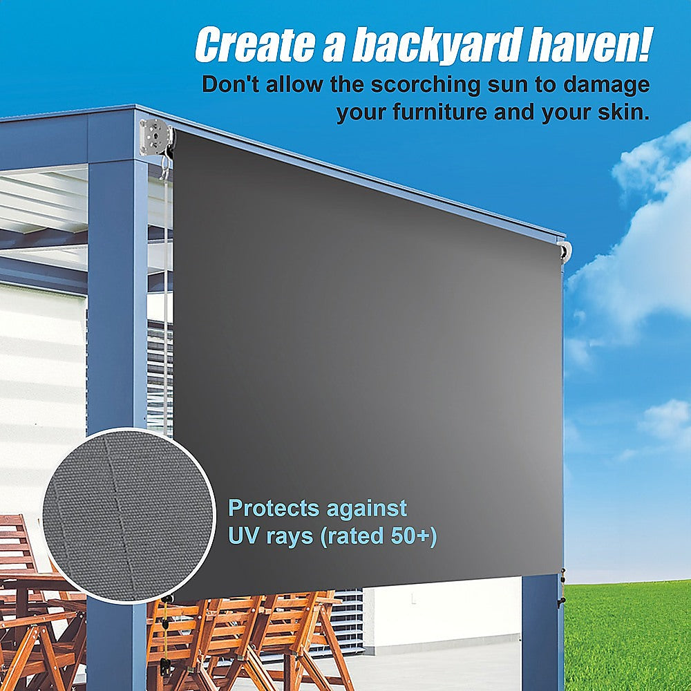 Awnings: Retractable Straight Drop Roll Down Awning Garden Patio Screen 3.0X2.5M