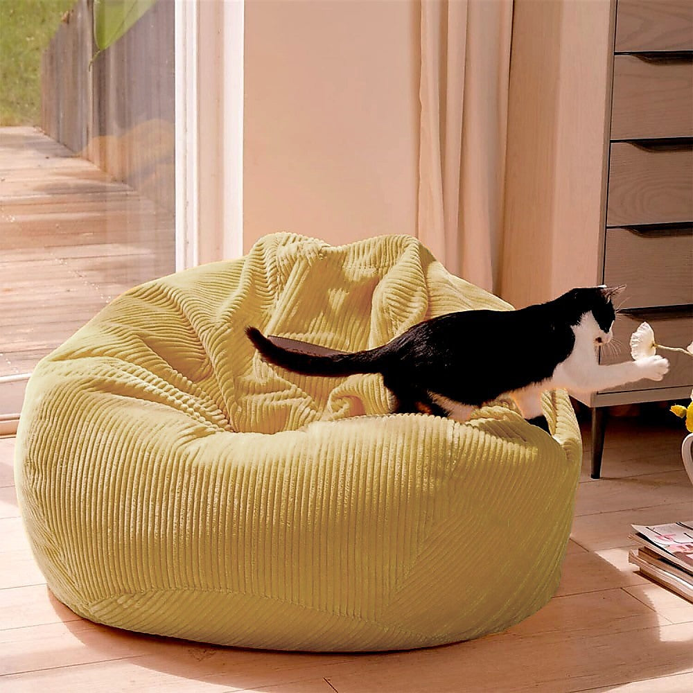 Sofa Accessories: Jumbo Cord Beanbag Chair Cover Unfilled Large Bean Bag - Mustard