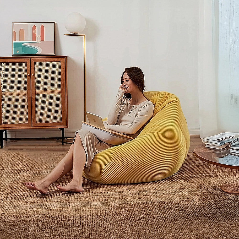 Sofa Accessories: Jumbo Cord Beanbag Chair Cover Unfilled Large Bean Bag - Mustard