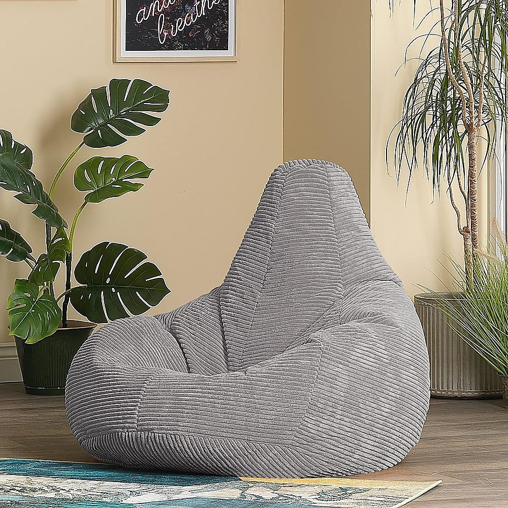 Sofa Accessories: Jumbo Cord Beanbag Chair Cover Unfilled Large Bean Bag - Grey