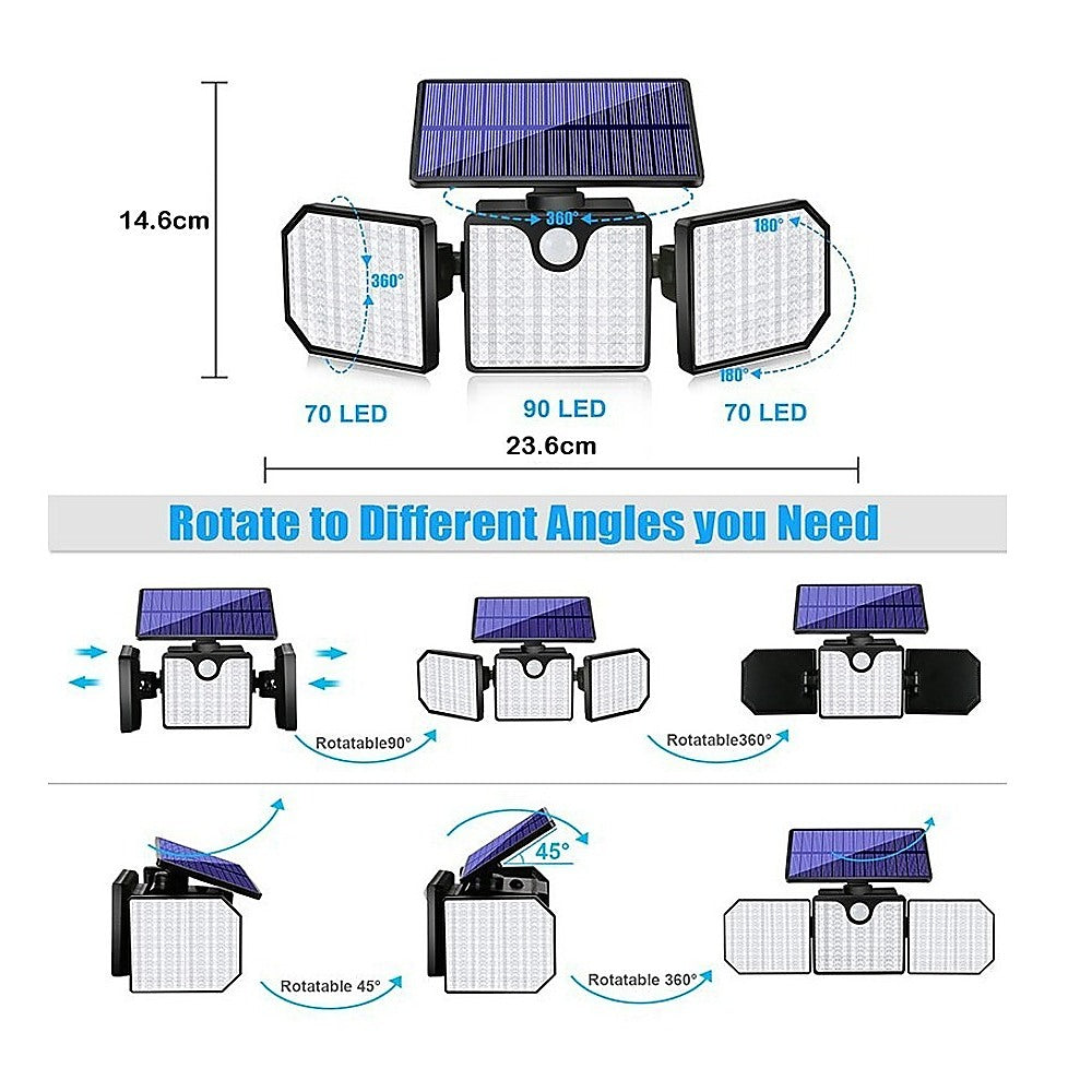 Gardening Accessories: 230 LED Solar Lights Outdoor 260LM Waterproof Motion Sensor Security Wall Lamp