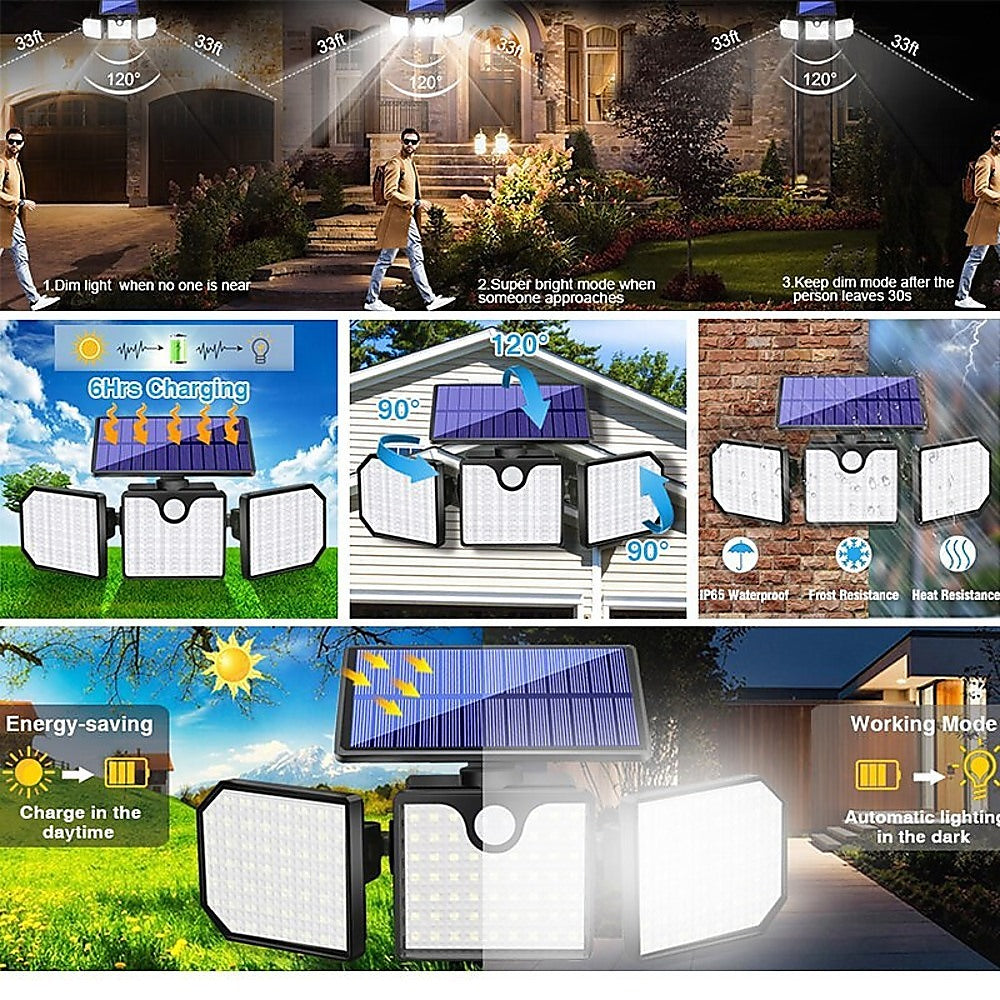 Gardening Accessories: 230 LED Solar Lights Outdoor 260LM Waterproof Motion Sensor Security Wall Lamp
