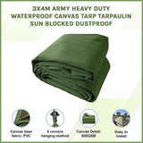 Awnings: 3x4M Army Heavy Duty Waterproof Canvas Tarp Tarpaulin Sun Blocked Dustproof