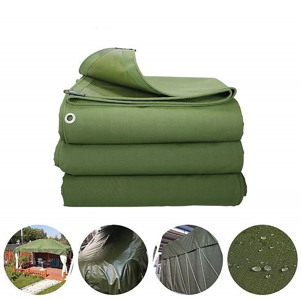 Awnings: 3x4M Army Heavy Duty Waterproof Canvas Tarp Tarpaulin Sun Blocked Dustproof