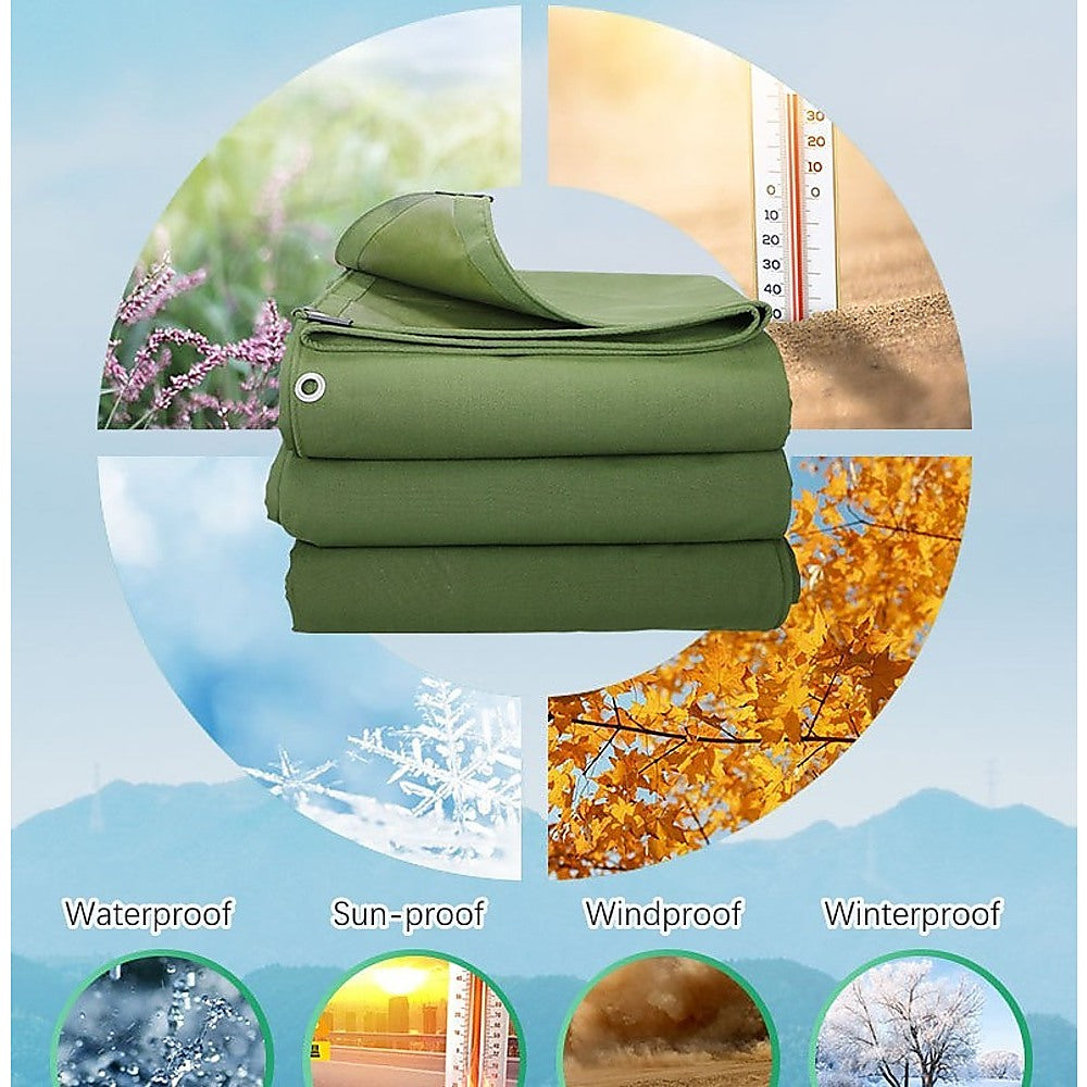 Awnings: 3x4M Army Heavy Duty Waterproof Canvas Tarp Tarpaulin Sun Blocked Dustproof