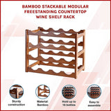 Wine Racks: Bamboo Stackable Modular Freestanding Countertop Wine Shelf Rack